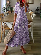 Charm | Ruffle V-Neck Boho Dress