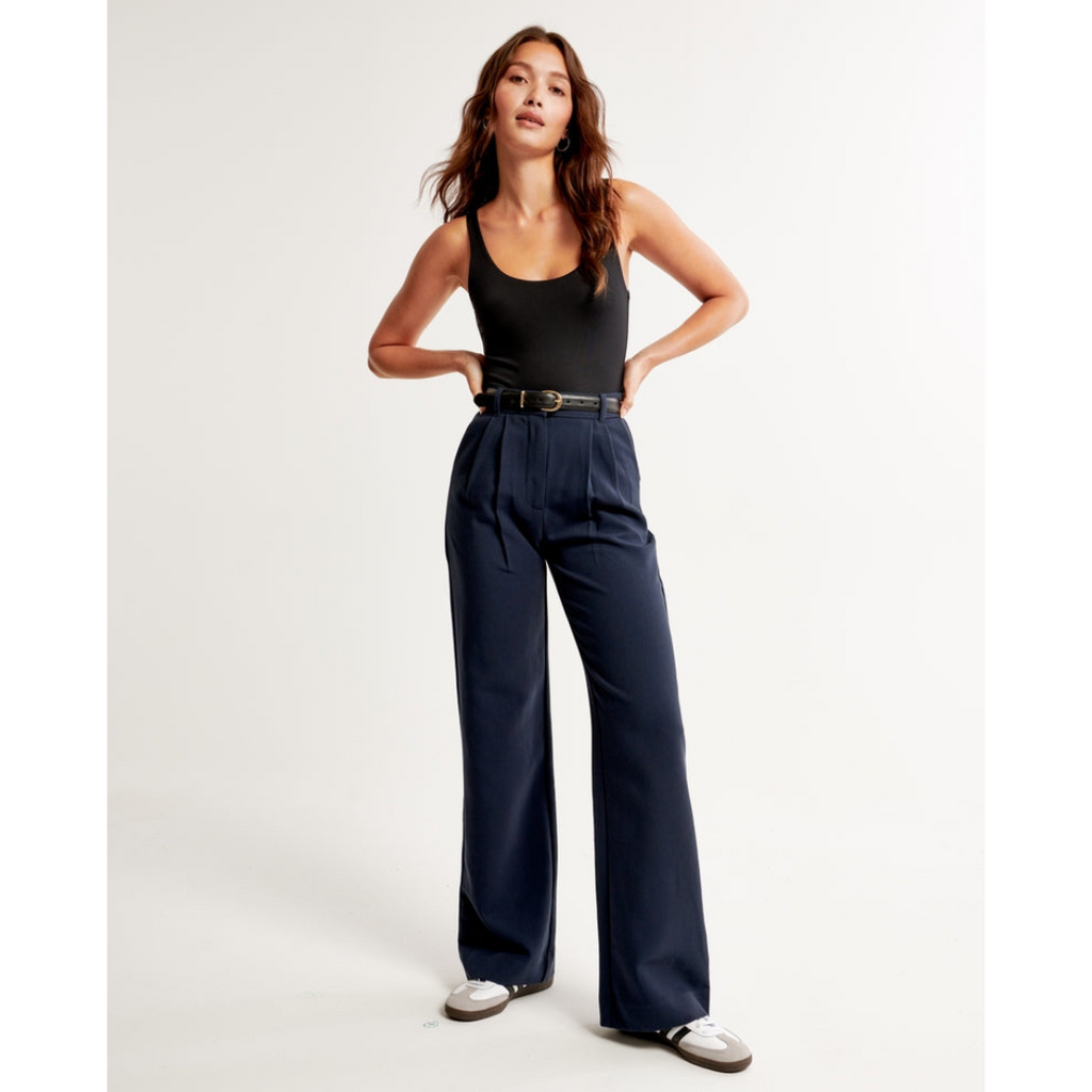 Women’s Pleated Wide Leg Pants - Relaxed Fit Tailored Trousers