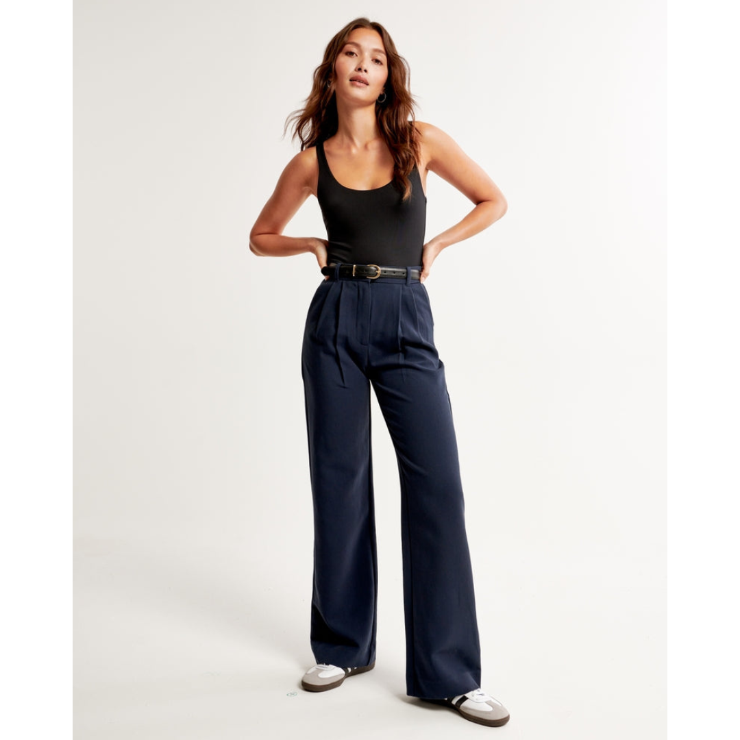 Women’s Pleated Wide Leg Pants - Relaxed Fit Tailored Trousers
