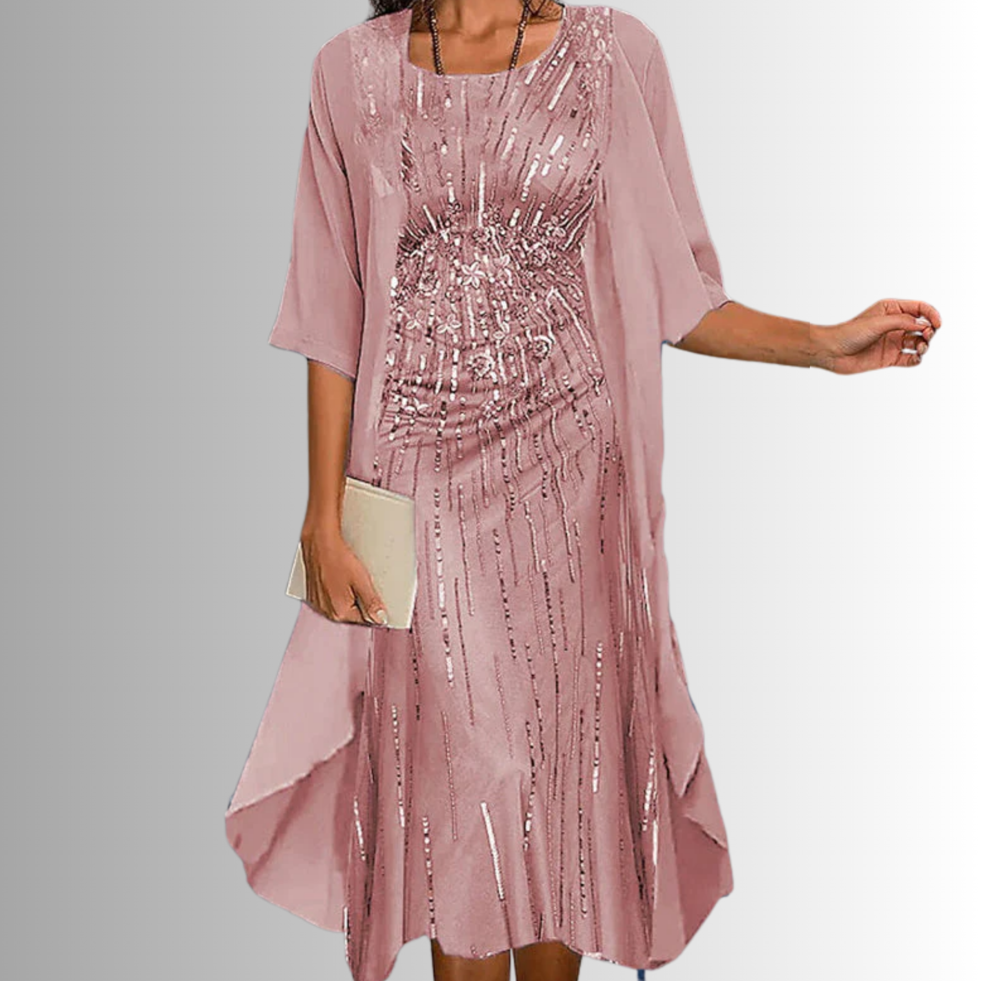 Women’s Two-Piece Dress Set - Lightweight Blouse and Matching Dress - Judith