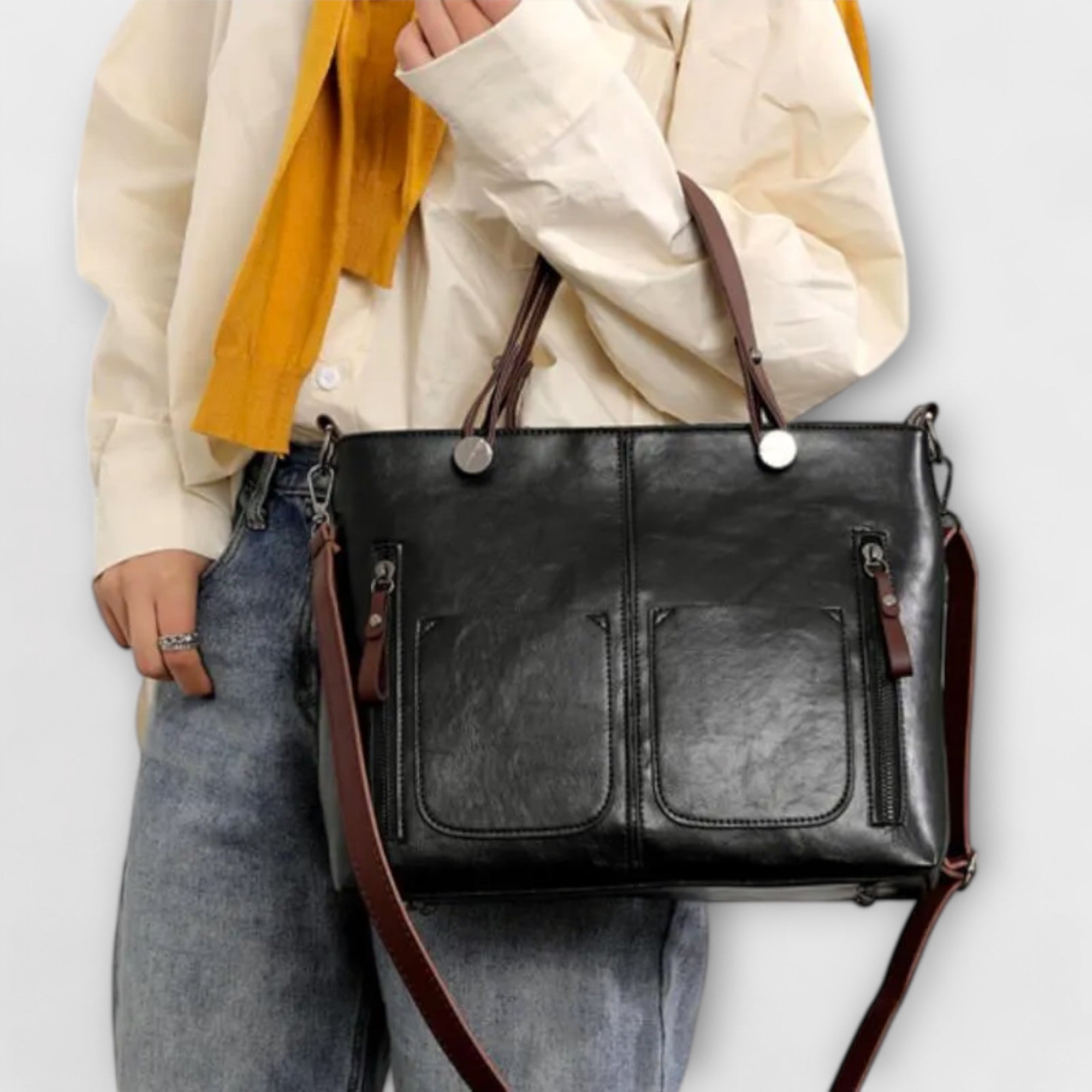Women’s Elegant Leather Tote Bag - Large Capacity Everyday Bag - Lora