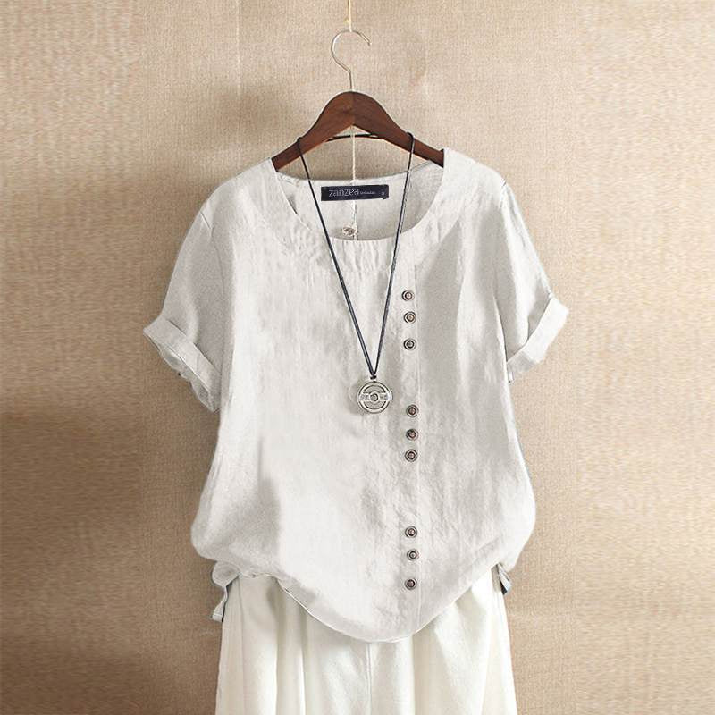 Women’s Button Blouse – Short Sleeve Casual Blouse – Gerlina