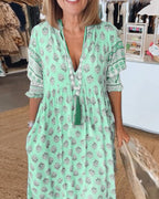 Tallulah | Printed V-Neck Midi Dress