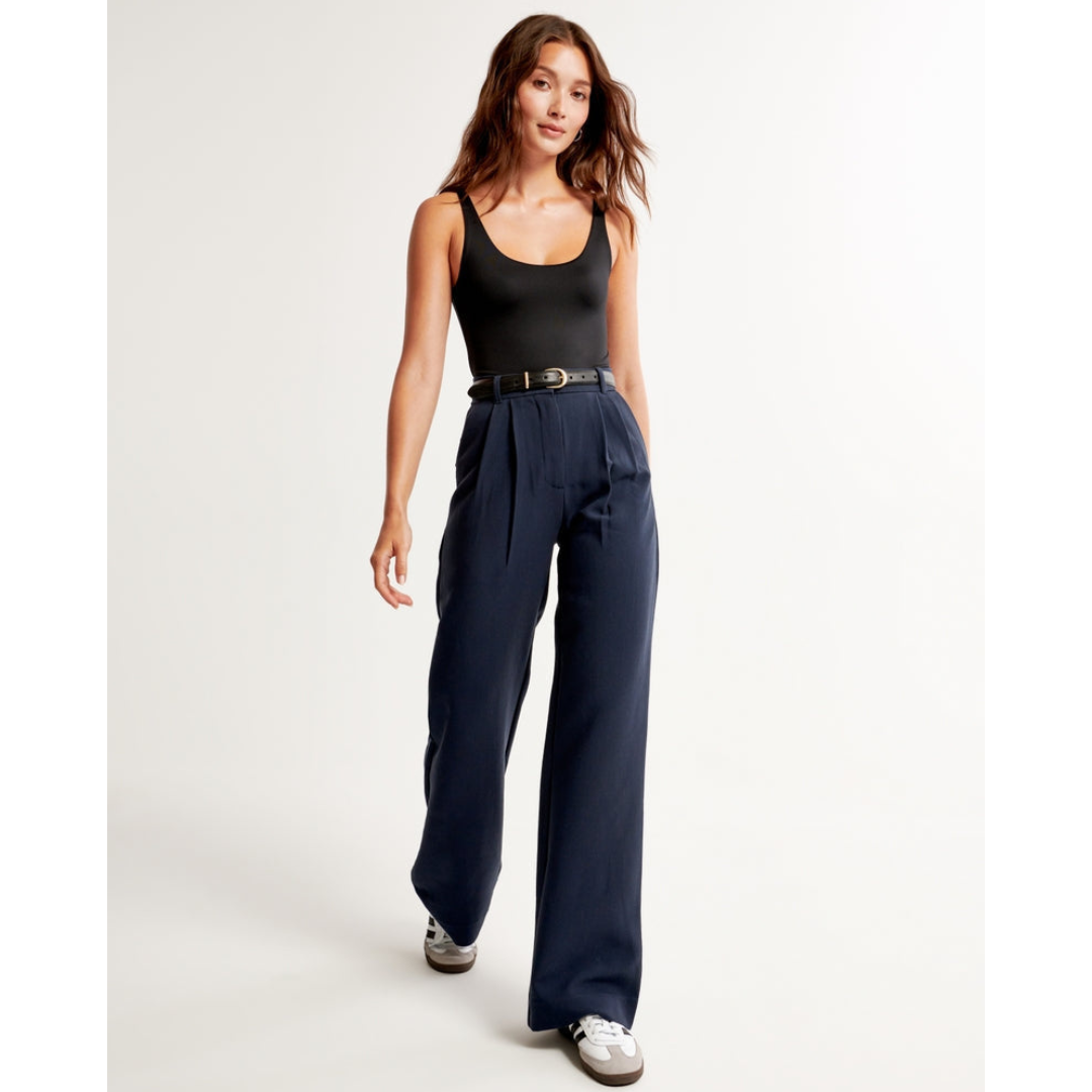 Women’s Pleated Wide Leg Pants - Relaxed Fit Tailored Trousers