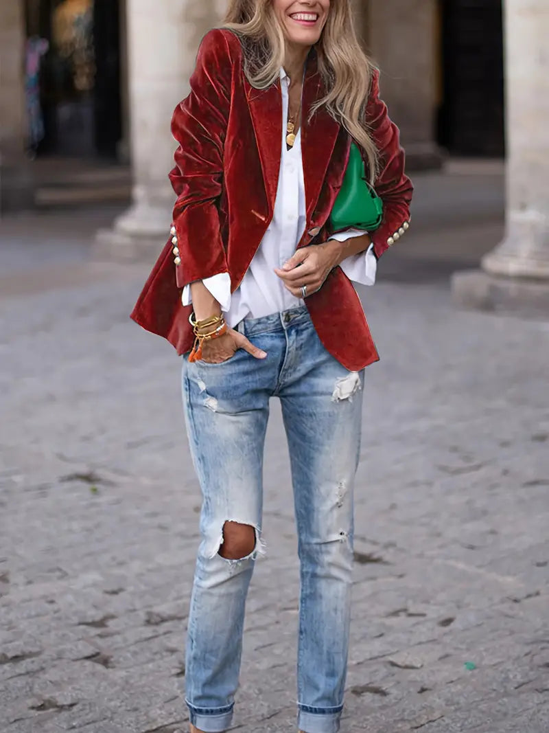 Women’s Classic Blazer – One-Button Tailored Fit - Sabina
