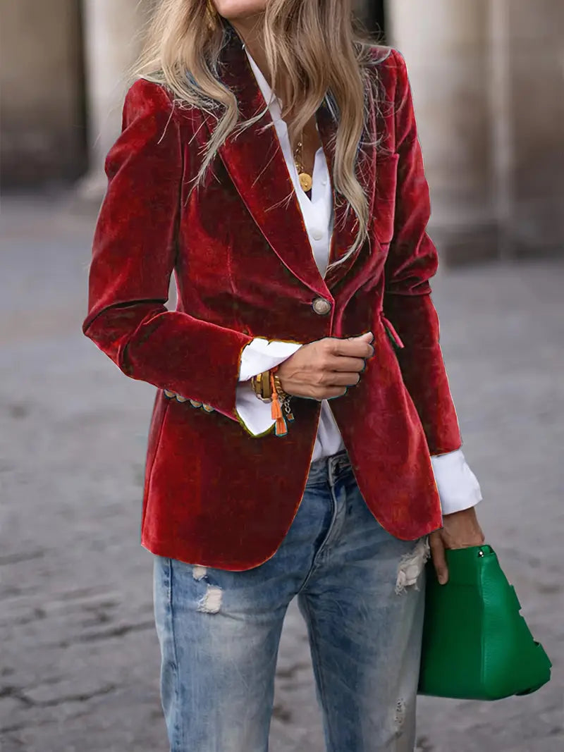 Women’s Classic Blazer – One-Button Tailored Fit - Sabina