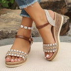 Women’s Boho Wedge Sandals - Woven Summer Style - Amara