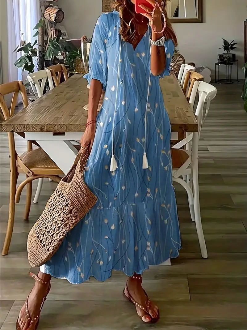 Charm | Ruffle V-Neck Boho Dress
