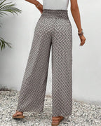 Women’s Geometric Palazzo Pants - High Waist Wide Leg Trousers - Sapphira