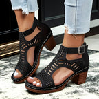 Women’s Cutout Block Heel Sandals - Modern Dress Style - Nova