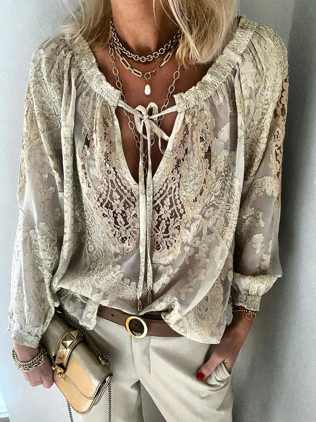 Women’s Lace Blouse – Elegant Detail Blouse – Kiki
