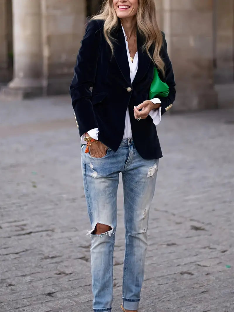Women’s Classic Blazer – One-Button Tailored Fit - Sabina