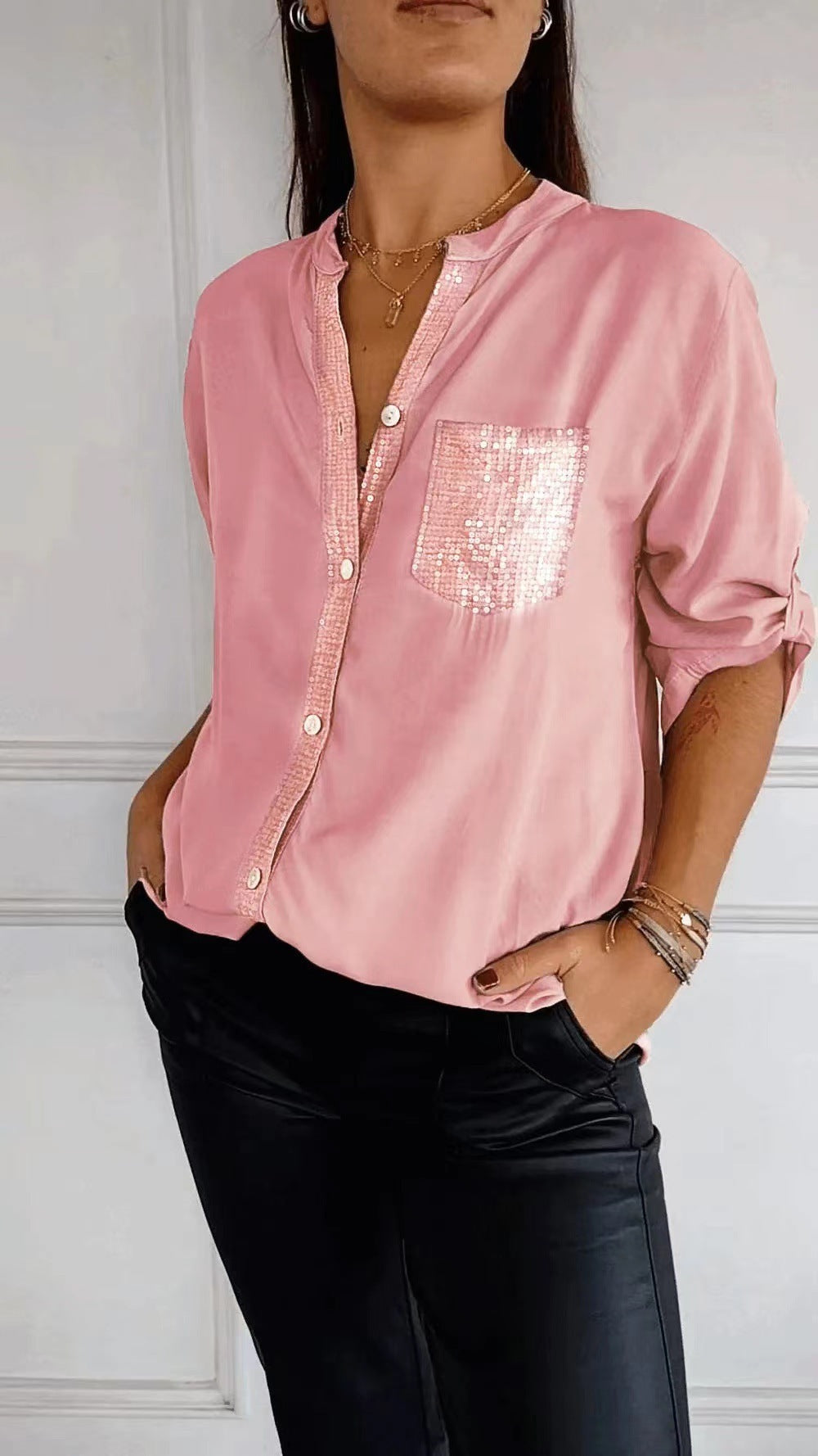 Women’s Sequin Blouse – Statement Party Blouse – Nicole