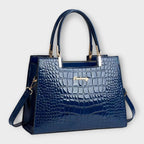 Women’s Crocodile Pattern Handbag - Glossy Structured Design - Olivia