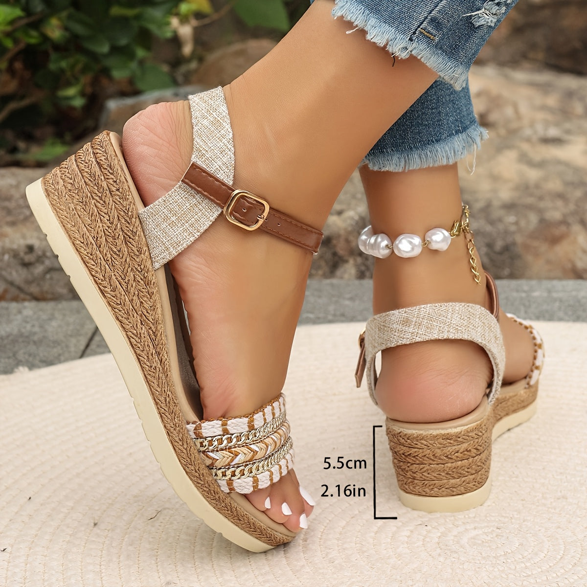 Women’s Boho Wedge Sandals - Woven Summer Style - Amara