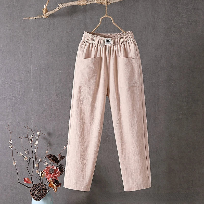 Women’s Pocket Casual Pants - Straight Leg Utility Trousers - Daniela