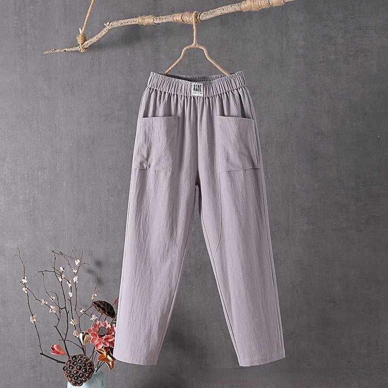 Women’s Pocket Casual Pants - Straight Leg Utility Trousers - Daniela