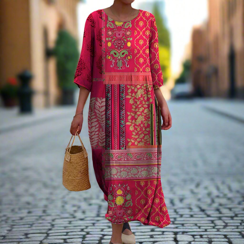 Daniella | Ethnic Print Boho Maxi Dress