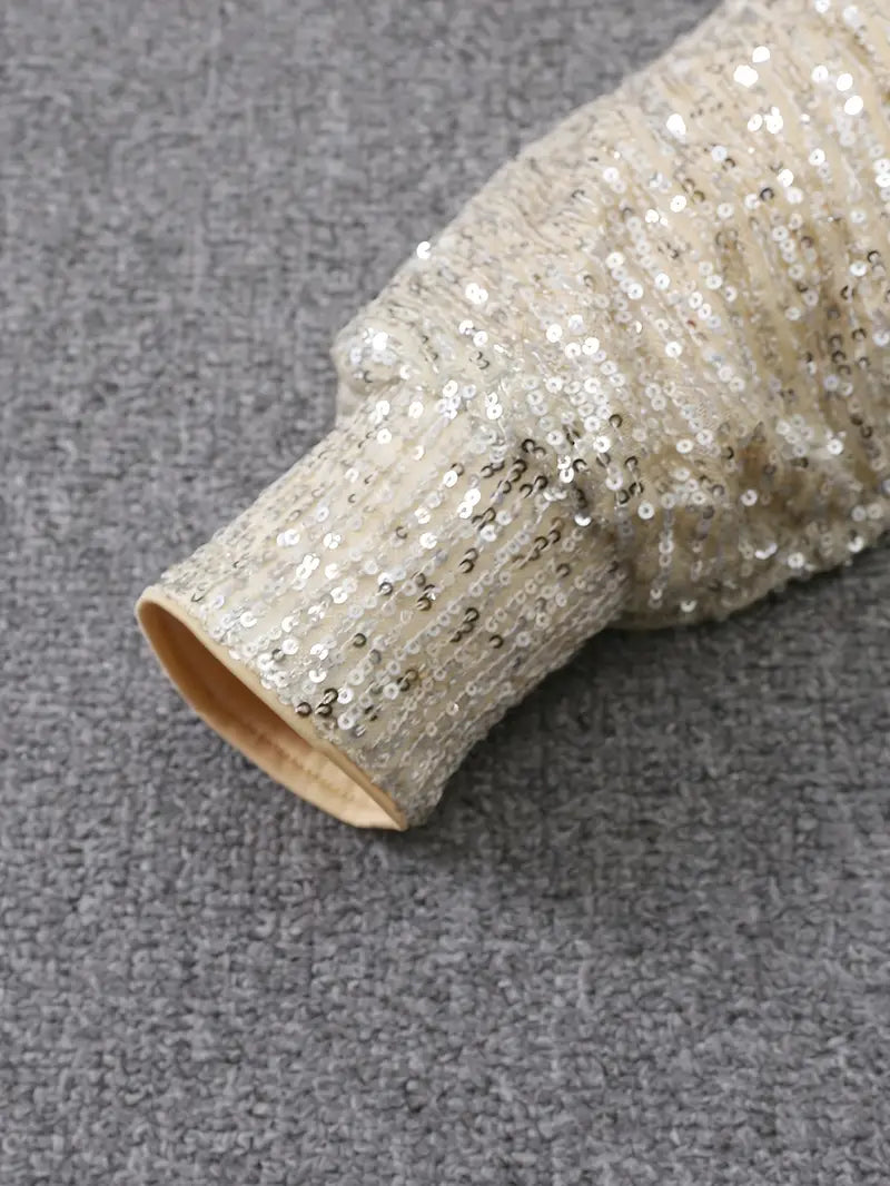 Women’s Sequin Party Dress – Contrast Glam Mini Dress – Chloe