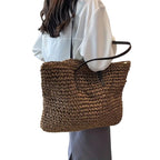 Women’s Woven Tote Bag - Lightweight Large Capacity Bag - Olivia