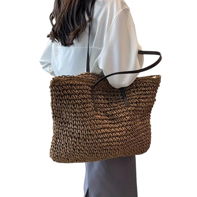 Women’s Woven Tote Bag - Lightweight Large Capacity Bag - Olivia