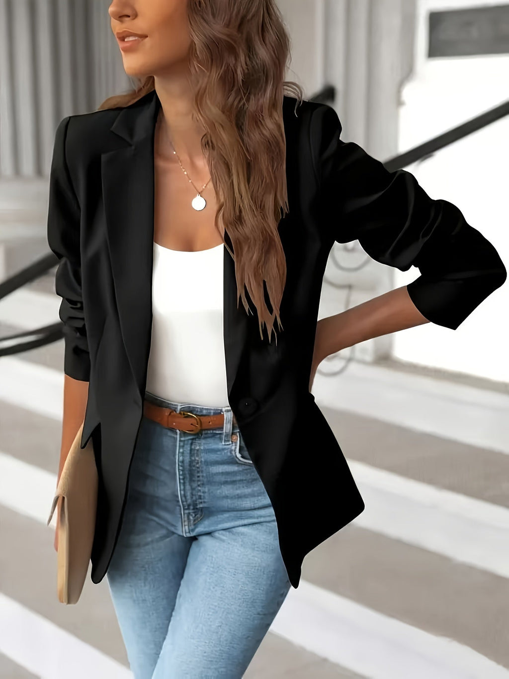 Women’s Casual Office Blazer – One-Button Work Style - Christa