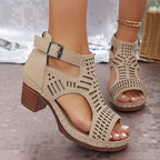 Women’s Cutout Block Heel Sandals - Modern Dress Style - Nova
