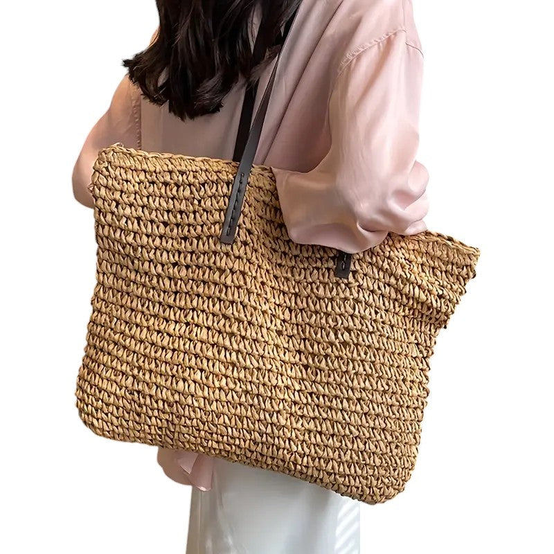 Women’s Woven Tote Bag - Lightweight Large Capacity Bag - Olivia