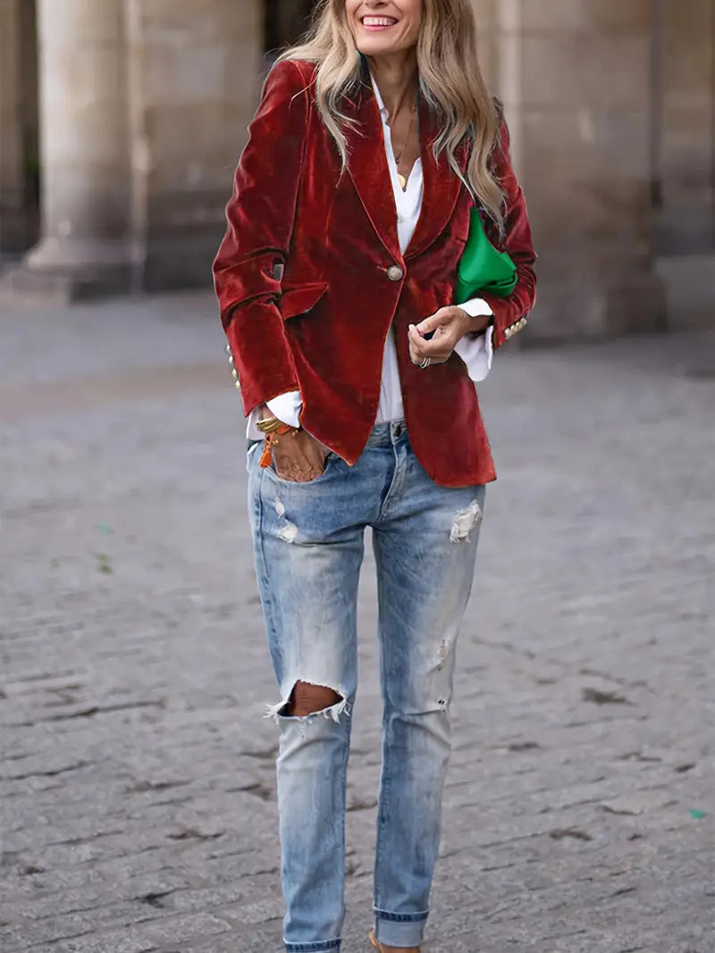 Women’s Classic Blazer – One-Button Tailored Fit - Sabina