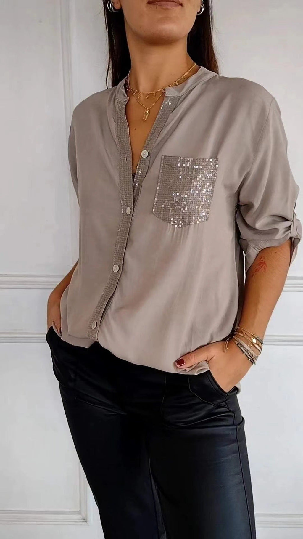 Women’s Sequin Blouse – Statement Party Blouse – Nicole