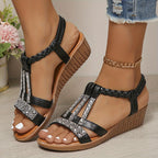 Women’s Crystal Braided Sandals - Elegant Sparkle Style - Elara