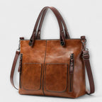 Women’s Elegant Leather Tote Bag - Large Capacity Everyday Bag - Lora