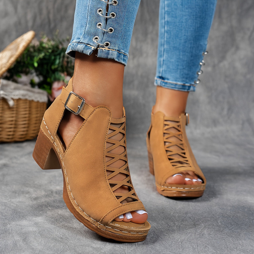 Women’s Lattice Heel Sandals - Chic Dress Style - Nessa