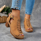 Women’s Lattice Heel Sandals - Chic Dress Style - Nessa