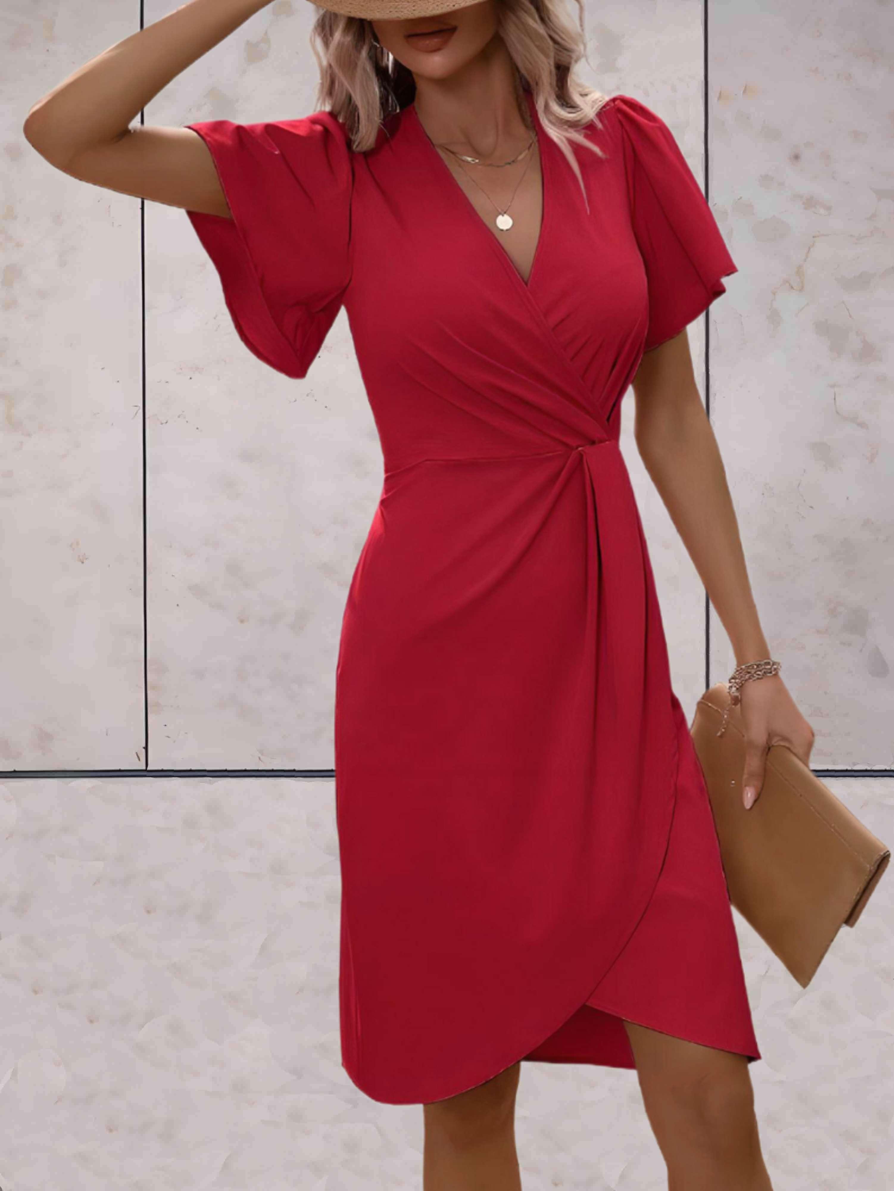 Women’s Wrap Dress - V-Neck Adjustable Fit Dress - Harper
