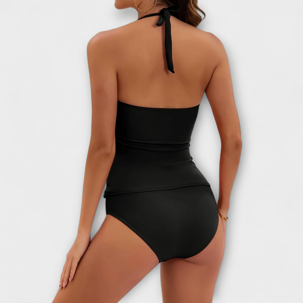 Women’s Halter Bikini Set – Solid Two Piece Swimwear – Ella