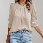 Women’s Puff Sleeve Blouse – Pleated Elegant Feminine Blouse – Audrey