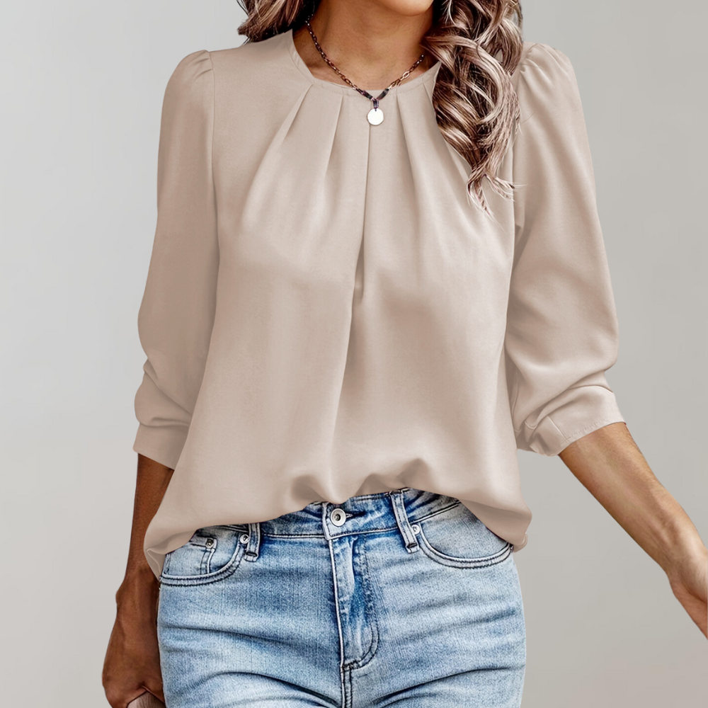 Women’s Puff Sleeve Blouse – Pleated Elegant Feminine Blouse – Audrey
