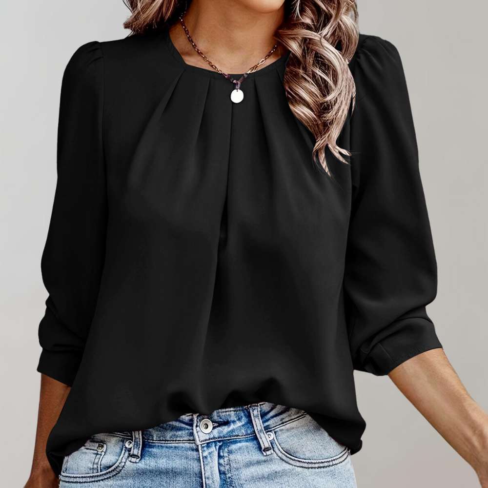 Women’s Puff Sleeve Blouse – Pleated Elegant Feminine Blouse – Audrey