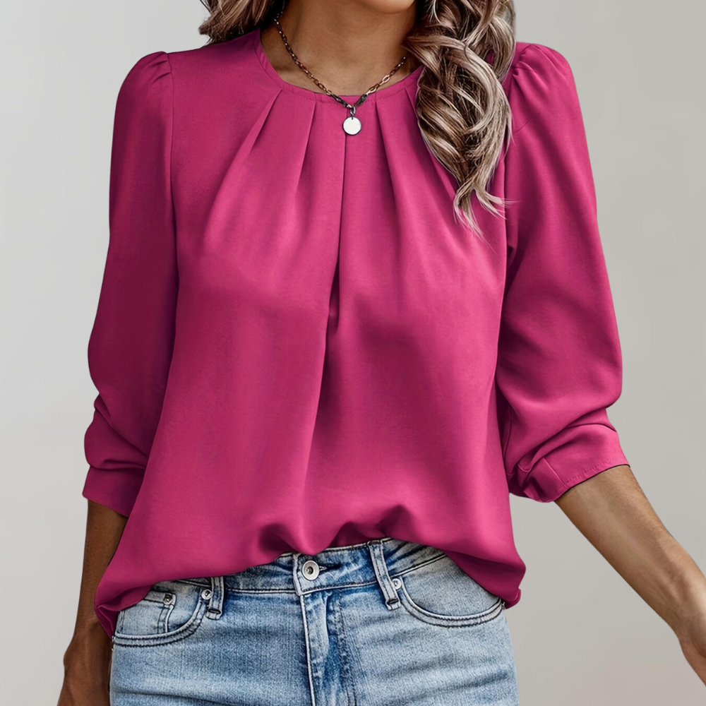 Women’s Puff Sleeve Blouse – Pleated Elegant Feminine Blouse – Audrey