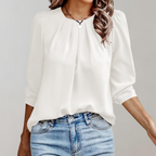 Women’s Puff Sleeve Blouse – Pleated Elegant Feminine Blouse – Audrey