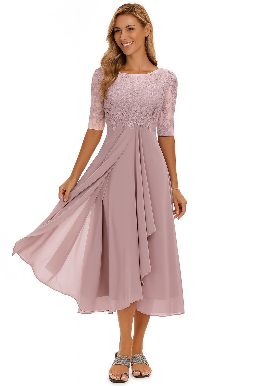 Vera | Elegant Lace Midi Dress