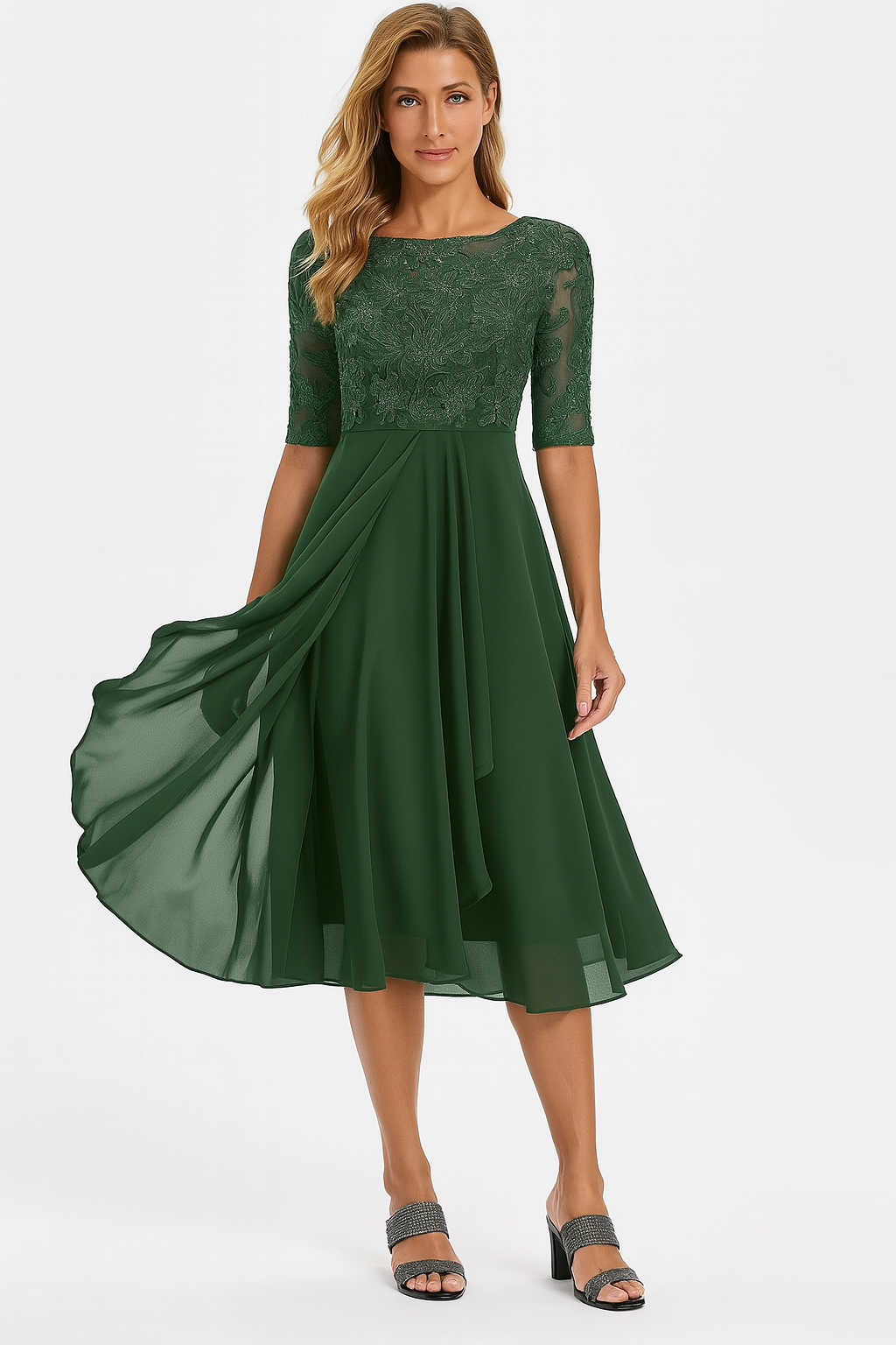 Vera | Elegant Lace Midi Dress