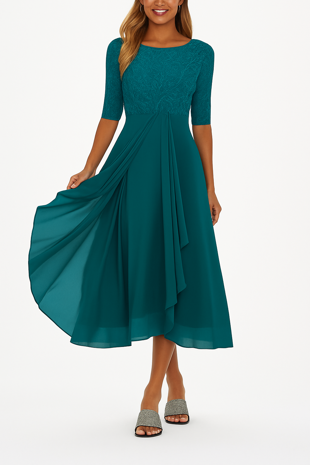 Vera | Elegant Lace Midi Dress