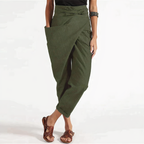 Women’s Asymmetrical Belted Pants - High Waist Straight Leg Trousers - Tildana