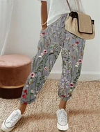 Women’s Drawstring Casual Pants - Cropped Straight Leg Trousers - CozyFlex