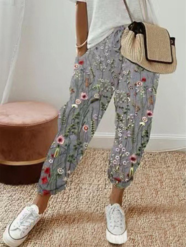 Women’s Drawstring Casual Pants - Cropped Straight Leg Trousers - CozyFlex
