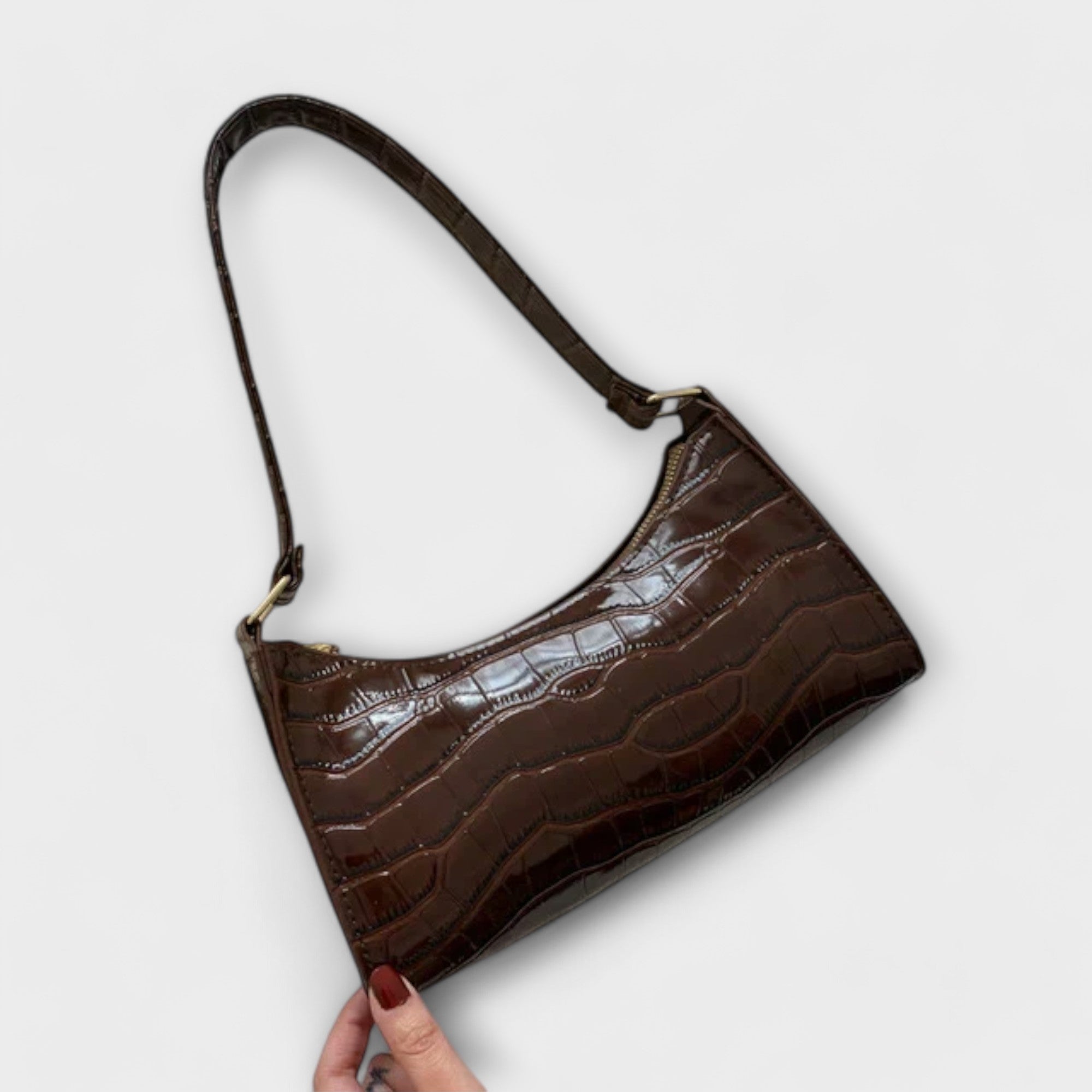 Women’s Shiny Leather Tote Bag - Spacious Elegant Work Bag - Olivia