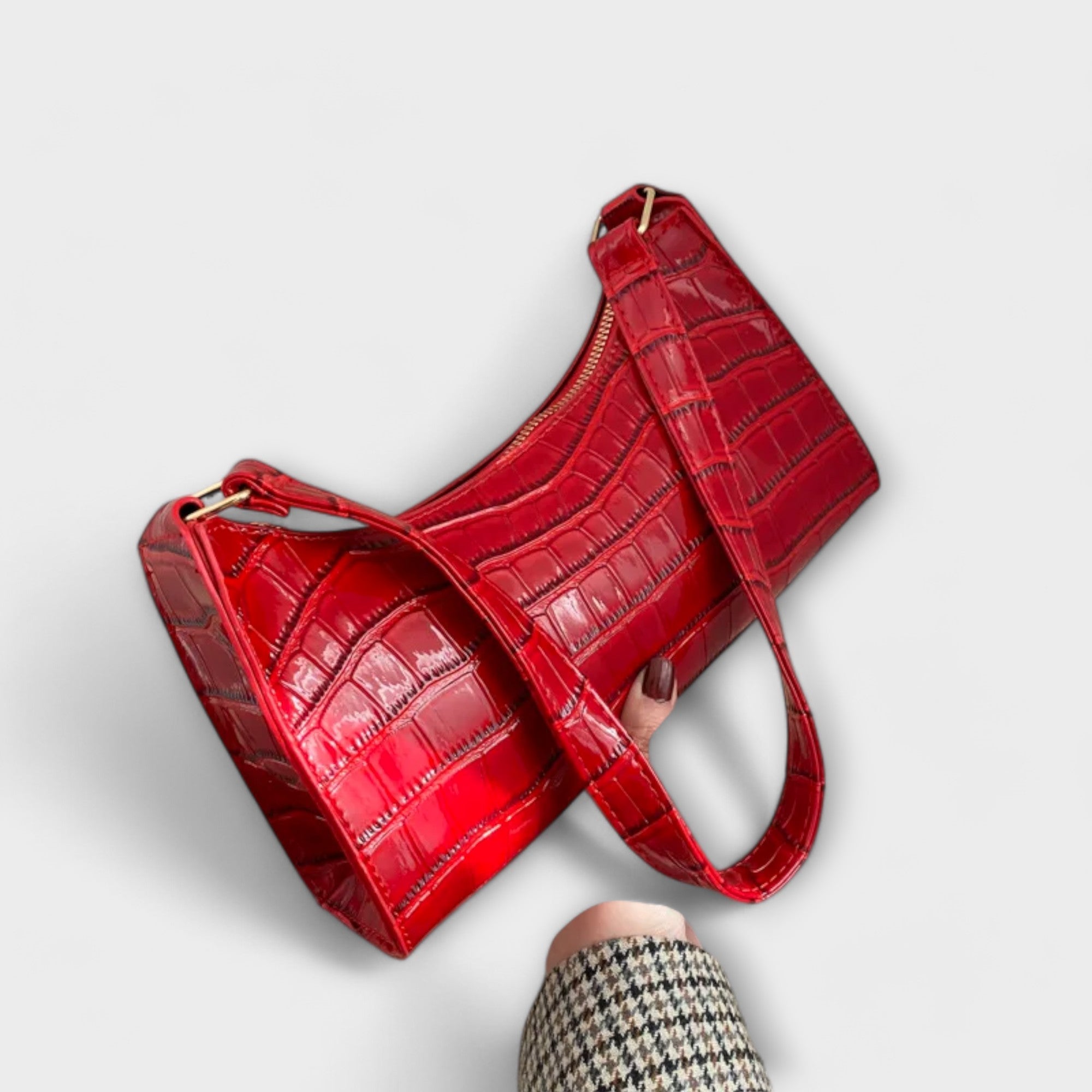 Women’s Shiny Leather Tote Bag - Spacious Elegant Work Bag - Olivia