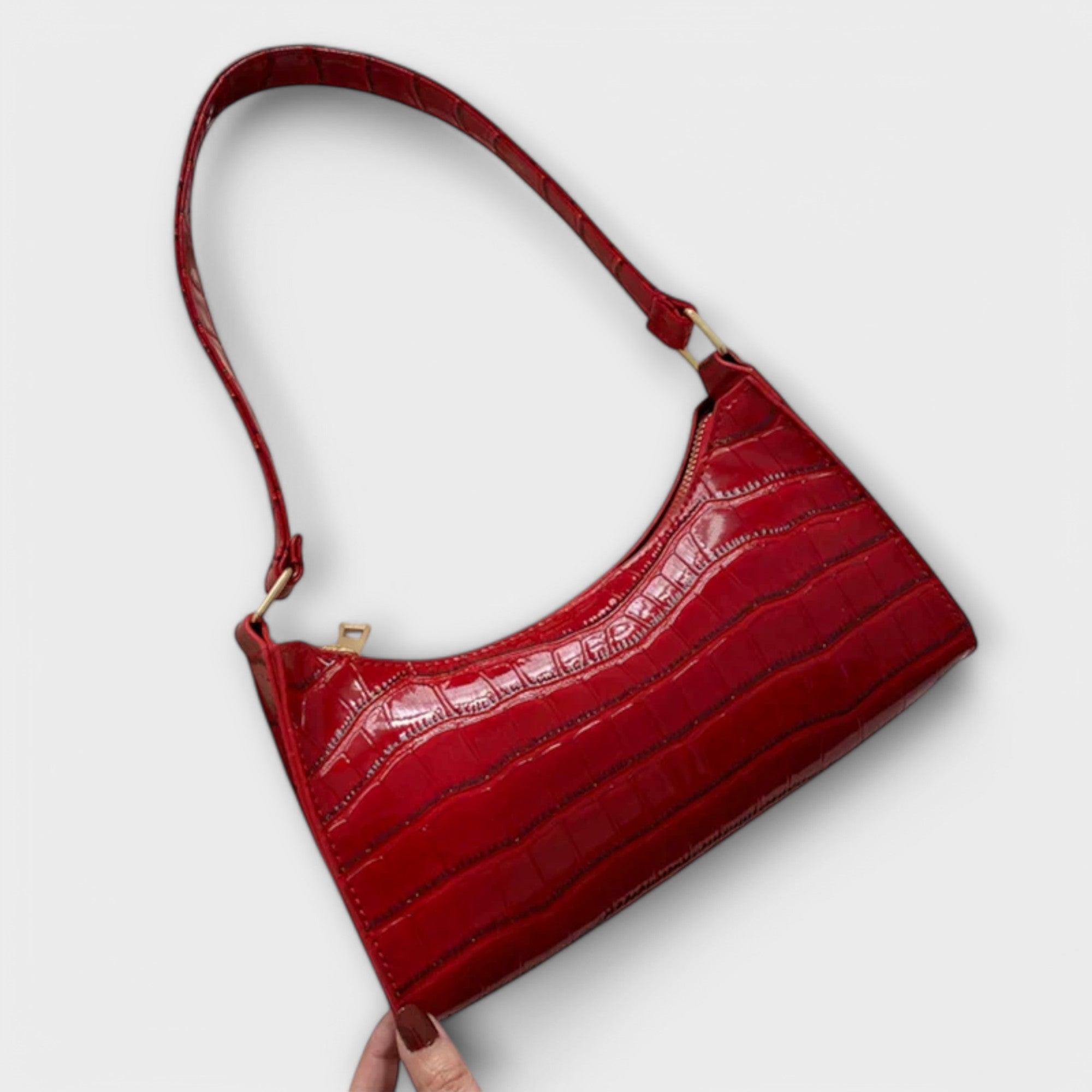 Women’s Shiny Leather Tote Bag - Spacious Elegant Work Bag - Olivia